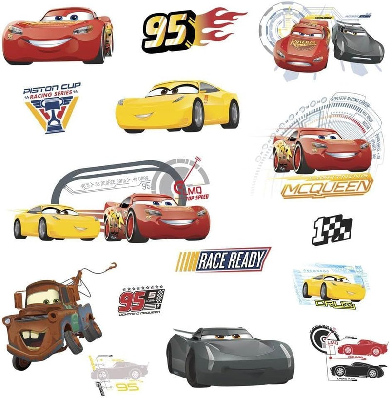 Cars 3 - 15 stk. Sjálflímandi veggmyndir