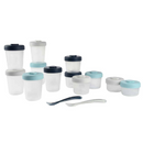 Sett af geymsluílátum og skeiðum