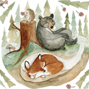 Refur & vinir -Sjálflímandi veggmyndir